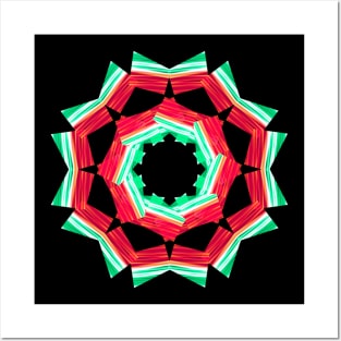 Red and green mandala Posters and Art